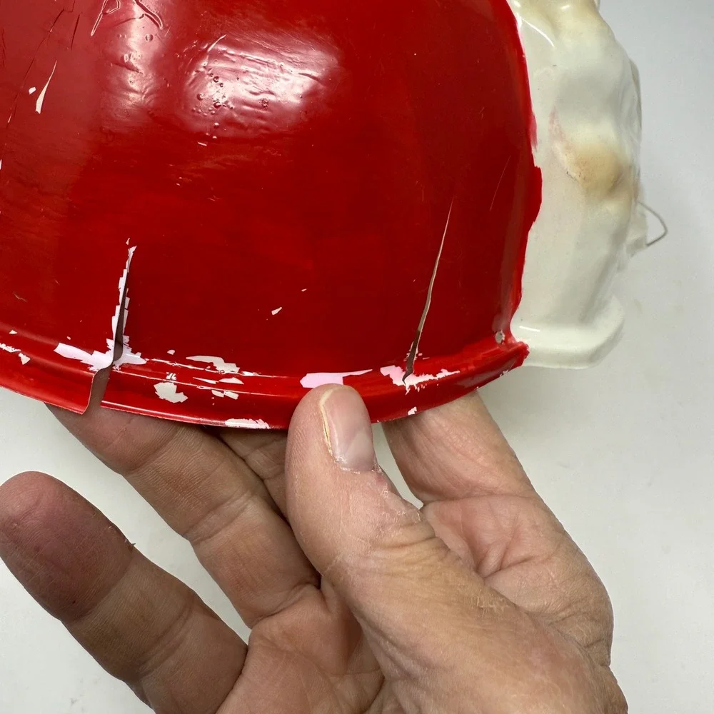 Vintage‎ Plastic Santa Claus Face Mask Thin Plastic Large 12x9x6 Lot of 2